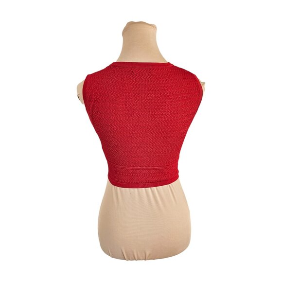 Babaton Aritzia Pontielle Tank Bright Red Eyelet Cropped Top Sz S - Picture 4 of 8